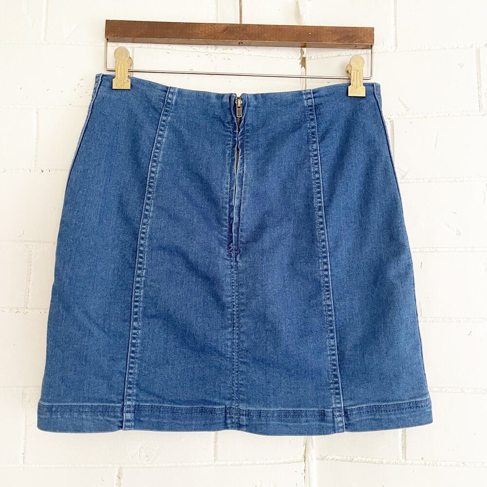 FREE PEOPLE Modern Femme Denim Mini Skirt Hickory 12 - Picture 6 of 11